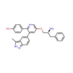 Cc1[nH]nc2ccc(-c3cc(OC[C@@H](N)Cc4ccccc4)cnc3-c3ccc(O)cc3)cc12 ZINC000045350614