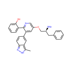 Cc1[nH]nc2ccc(-c3cc(OC[C@@H](N)Cc4ccccc4)cnc3-c3ccccc3O)cc12 ZINC000045348607