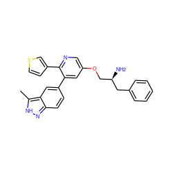 Cc1[nH]nc2ccc(-c3cc(OC[C@@H](N)Cc4ccccc4)cnc3-c3ccsc3)cc12 ZINC000045385227