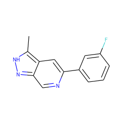 Cc1[nH]nc2cnc(-c3cccc(F)c3)cc12 ZINC000205249366