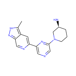 Cc1[nH]nc2cnc(-c3cncc(N4CCC[C@H](N)C4)n3)cc12 ZINC000205251063