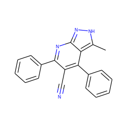 Cc1[nH]nc2nc(-c3ccccc3)c(C#N)c(-c3ccccc3)c12 ZINC001772585698