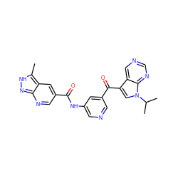 Cc1[nH]nc2ncc(C(=O)Nc3cncc(C(=O)c4cn(C(C)C)c5ncncc45)c3)cc12 ZINC000221758190