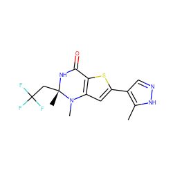 Cc1[nH]ncc1-c1cc2c(s1)C(=O)N[C@@](C)(CC(F)(F)F)N2C ZINC000068246414