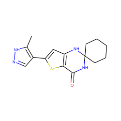 Cc1[nH]ncc1-c1cc2c(s1)C(=O)NC1(CCCCC1)N2 ZINC000114218483