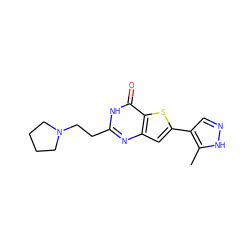 Cc1[nH]ncc1-c1cc2nc(CCN3CCCC3)[nH]c(=O)c2s1 ZINC000145171944