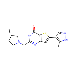 Cc1[nH]ncc1-c1cc2nc(CN3CC[C@H](C)C3)[nH]c(=O)c2s1 ZINC000145231083