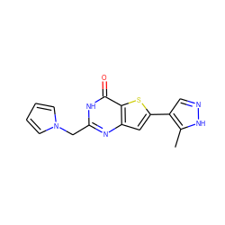 Cc1[nH]ncc1-c1cc2nc(Cn3cccc3)[nH]c(=O)c2s1 ZINC000145219320