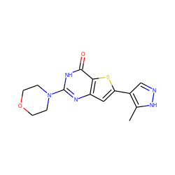 Cc1[nH]ncc1-c1cc2nc(N3CCOCC3)[nH]c(=O)c2s1 ZINC000145181679