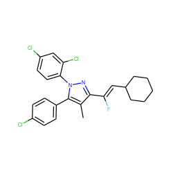 Cc1c(/C(F)=C/C2CCCCC2)nn(-c2ccc(Cl)cc2Cl)c1-c1ccc(Cl)cc1 ZINC000095590388