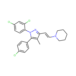 Cc1c(/C=C/N2CCCCC2)nn(-c2ccc(Cl)cc2Cl)c1-c1ccc(Cl)cc1 ZINC000035050300