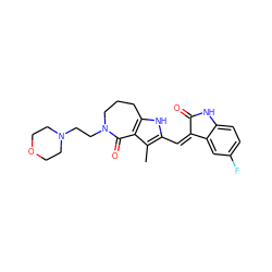 Cc1c(/C=C2\C(=O)Nc3ccc(F)cc32)[nH]c2c1C(=O)N(CCN1CCOCC1)CCC2 ZINC000064454146