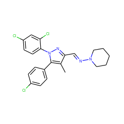 Cc1c(/C=N/N2CCCCC2)nn(-c2ccc(Cl)cc2Cl)c1-c1ccc(Cl)cc1 ZINC000035050298