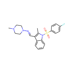 Cc1c(/C=N/N2CCN(C)CC2)c2ccccc2n1S(=O)(=O)c1ccc(F)cc1 ZINC000096921213