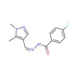 Cc1c(/C=N\NC(=O)c2ccc(F)cc2)cnn1C ZINC000013111542