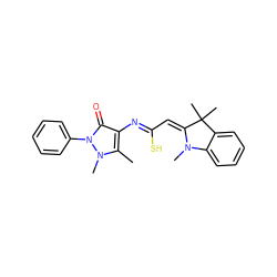 Cc1c(/N=C(S)/C=C2\N(C)c3ccccc3C2(C)C)c(=O)n(-c2ccccc2)n1C ZINC000013479218