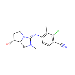 Cc1c(/N=C2\N(C)C[C@@H]3[C@H](O)CCN23)ccc(C#N)c1Cl ZINC000053195704