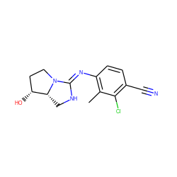 Cc1c(/N=C2\NC[C@@H]3[C@H](O)CCN23)ccc(C#N)c1Cl ZINC000040939268