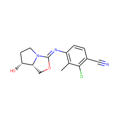 Cc1c(/N=C2\OC[C@@H]3[C@H](O)CCN23)ccc(C#N)c1Cl ZINC000040938487