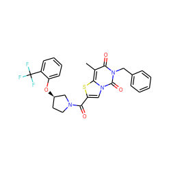 Cc1c(=O)n(Cc2ccccc2)c(=O)n2cc(C(=O)N3CC[C@@H](Oc4ccccc4C(F)(F)F)C3)sc12 ZINC000169330366