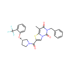 Cc1c(=O)n(Cc2ccccc2)c(=O)n2cc(C(=O)N3CC[C@H](Oc4ccccc4C(F)(F)F)C3)sc12 ZINC000169330368