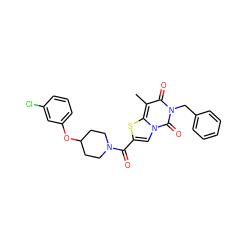 Cc1c(=O)n(Cc2ccccc2)c(=O)n2cc(C(=O)N3CCC(Oc4cccc(Cl)c4)CC3)sc12 ZINC000169330371