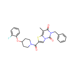 Cc1c(=O)n(Cc2ccccc2)c(=O)n2cc(C(=O)N3CCC(Oc4ccccc4F)CC3)sc12 ZINC000169330369