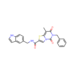 Cc1c(=O)n(Cc2ccccc2)c(=O)n2cc(C(=O)NCc3ccc4[nH]ccc4c3)sc12 ZINC000038382537