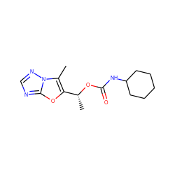 Cc1c([C@@H](C)OC(=O)NC2CCCCC2)oc2ncnn12 ZINC000066259920