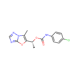 Cc1c([C@@H](C)OC(=O)Nc2ccc(Cl)cc2)oc2ncnn12 ZINC000066252725