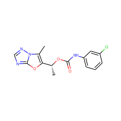 Cc1c([C@@H](C)OC(=O)Nc2cccc(Cl)c2)oc2ncnn12 ZINC000066252723