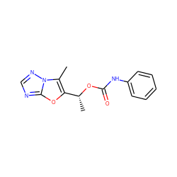 Cc1c([C@@H](C)OC(=O)Nc2ccccc2)oc2ncnn12 ZINC000066252343