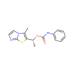 Cc1c([C@@H](C)OC(=O)Nc2ccccc2)sc2nccn12 ZINC000066252407