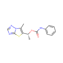 Cc1c([C@@H](C)OC(=O)Nc2ccccc2)sc2ncnn12 ZINC000001404966