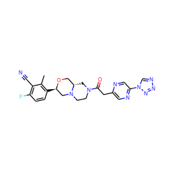 Cc1c([C@@H]2CN3CCN(C(=O)Cc4cnc(-n5cnnn5)cn4)C[C@H]3CO2)ccc(F)c1C#N ZINC000217648376