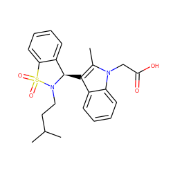 Cc1c([C@@H]2c3ccccc3S(=O)(=O)N2CCC(C)C)c2ccccc2n1CC(=O)O ZINC000049047614