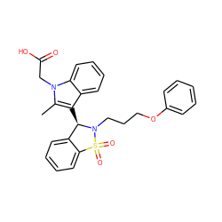 Cc1c([C@@H]2c3ccccc3S(=O)(=O)N2CCCOc2ccccc2)c2ccccc2n1CC(=O)O ZINC000049792562