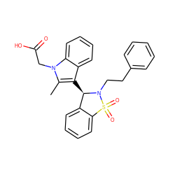 Cc1c([C@@H]2c3ccccc3S(=O)(=O)N2CCc2ccccc2)c2ccccc2n1CC(=O)O ZINC000049035960