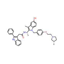 Cc1c([C@H](C)NC(=O)Cc2c(-c3ccccc3)[nH]c3ccccc23)n(Cc2ccc(OCCN3CC[C@H](C)C3)cc2)c2ccc(O)cc12 ZINC000028892336