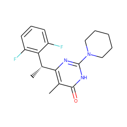 Cc1c([C@H](C)c2c(F)cccc2F)nc(N2CCCCC2)[nH]c1=O ZINC000028866743