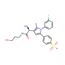 Cc1c([C@H](N)C(=O)NCCCO)cc(-c2ccc(S(C)(=O)=O)cc2)n1-c1cccc(F)c1 ZINC000103232537