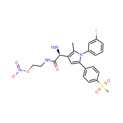 Cc1c([C@H](N)C(=O)NCCO[N+](=O)[O-])cc(-c2ccc(S(C)(=O)=O)cc2)n1-c1cccc(F)c1 ZINC000103232522