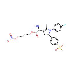 Cc1c([C@H](N)C(=O)OCCCCO[N+](=O)[O-])cc(-c2ccc(S(C)(=O)=O)cc2)n1-c1ccc(F)cc1 ZINC000095575453