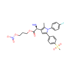 Cc1c([C@H](N)C(=O)OCCCO[N+](=O)[O-])cc(-c2ccc(S(C)(=O)=O)cc2)n1-c1ccc(F)cc1 ZINC000095579967