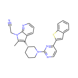 Cc1c([C@H]2CCCN(c3nccc(-c4cc5ccccc5s4)n3)C2)c2cccnc2n1CC#N ZINC000066166995