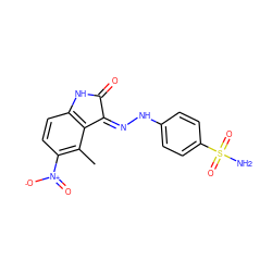 Cc1c([N+](=O)[O-])ccc2c1/C(=N/Nc1ccc(S(N)(=O)=O)cc1)C(=O)N2 ZINC000013470478