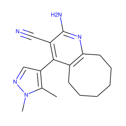 Cc1c(-c2c(C#N)c(N)nc3c2CCCCCC3)cnn1C ZINC000019840758