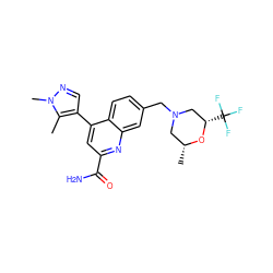 Cc1c(-c2cc(C(N)=O)nc3cc(CN4C[C@@H](C)O[C@@H](C(F)(F)F)C4)ccc23)cnn1C ZINC000221618278