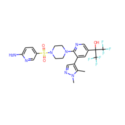 Cc1c(-c2cc(C(O)(C(F)(F)F)C(F)(F)F)cnc2N2CCN(S(=O)(=O)c3ccc(N)nc3)CC2)cnn1C ZINC000299826864