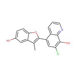 Cc1c(-c2cc(Cl)c(O)c3ncccc23)oc2ccc(O)cc12 ZINC000653751724